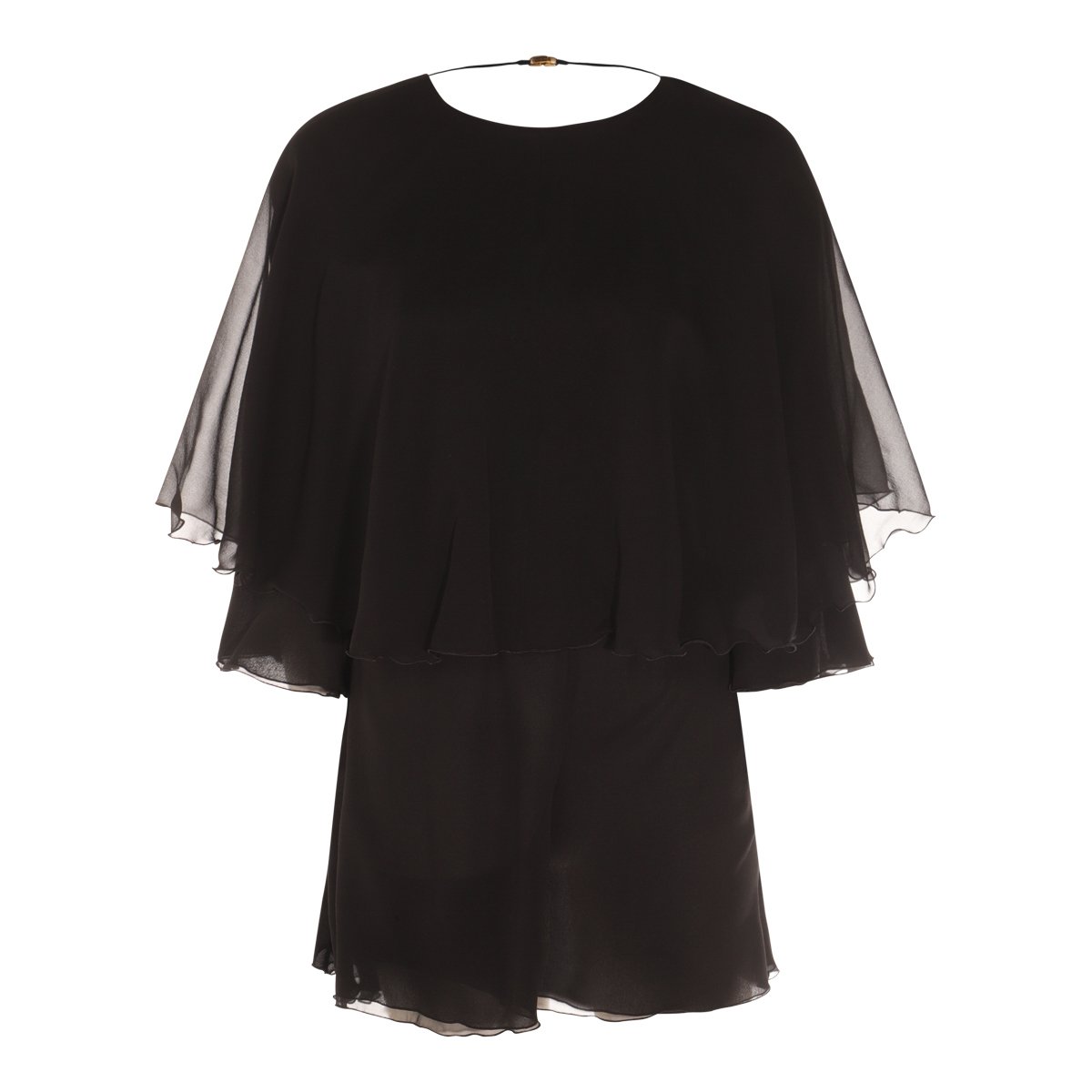 Saint Laurent Flowing Black Silk Jumpsuit With Open Back Detail Zwart