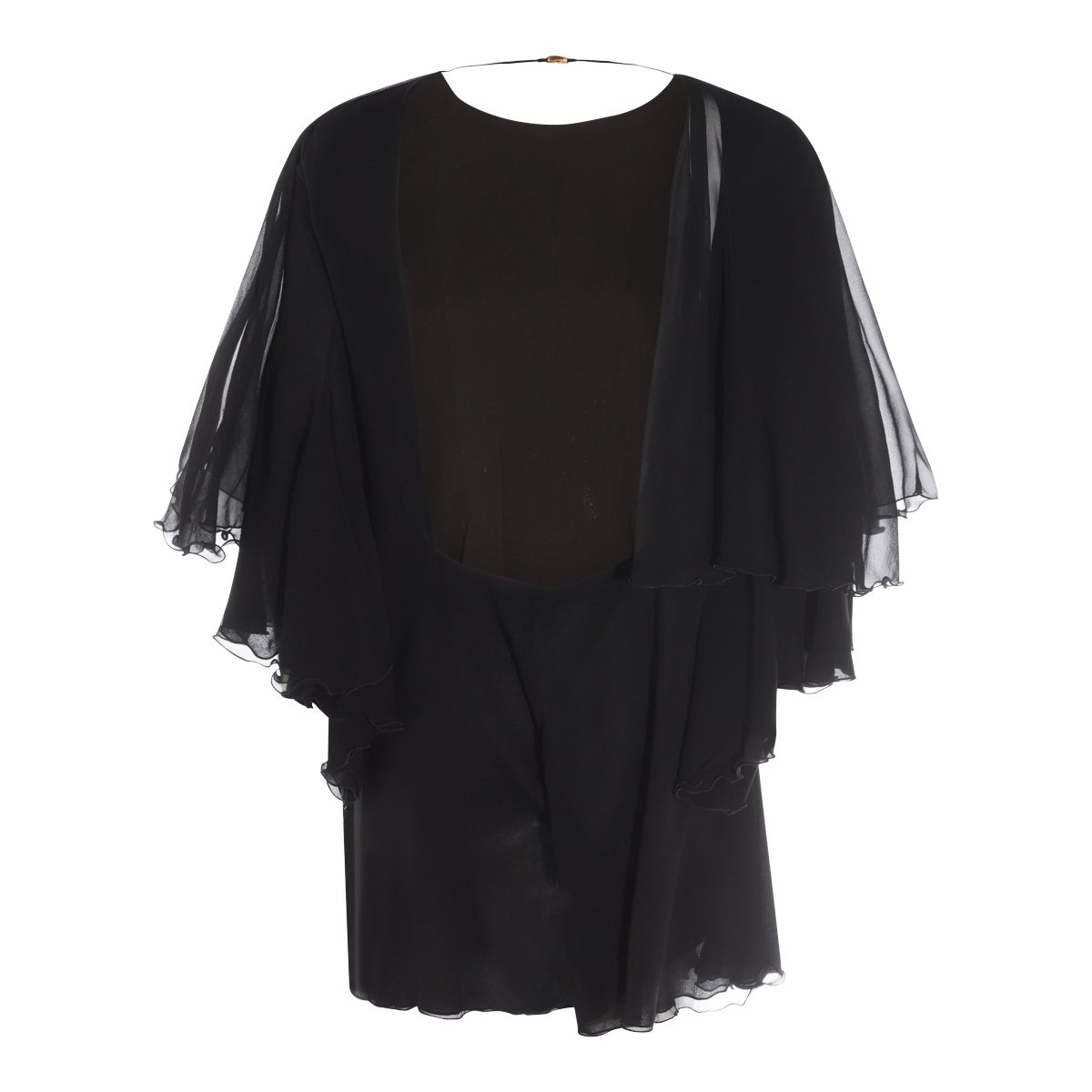 Saint Laurent Flowing Black Silk Jumpsuit With Open Back Detail Zwart