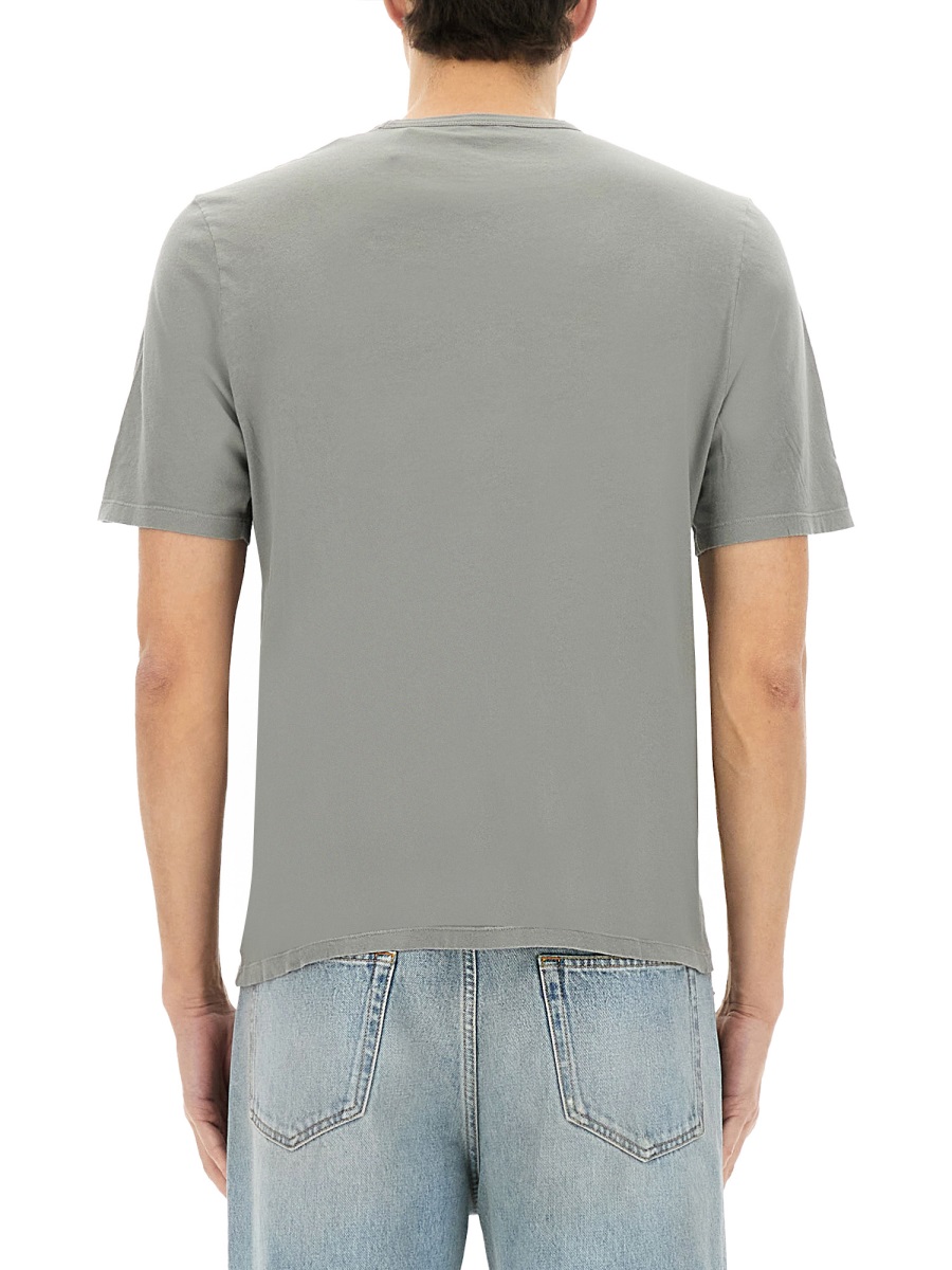 Saint Laurent Greyish-Green Cotton Relaxed T-Shirt Grijs