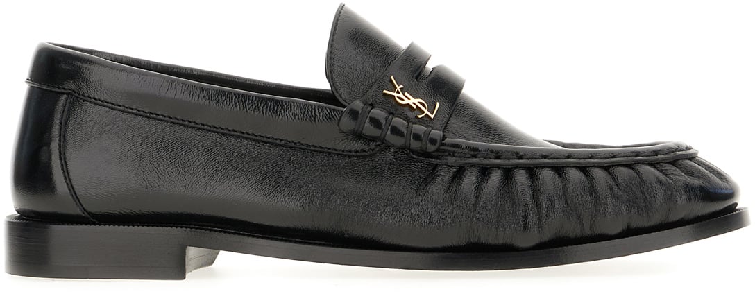 Saint Laurent Saint Laurent Black leather loafers Zwart