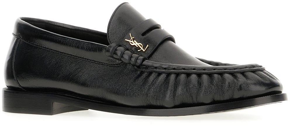 Saint Laurent Saint Laurent Black leather loafers Zwart