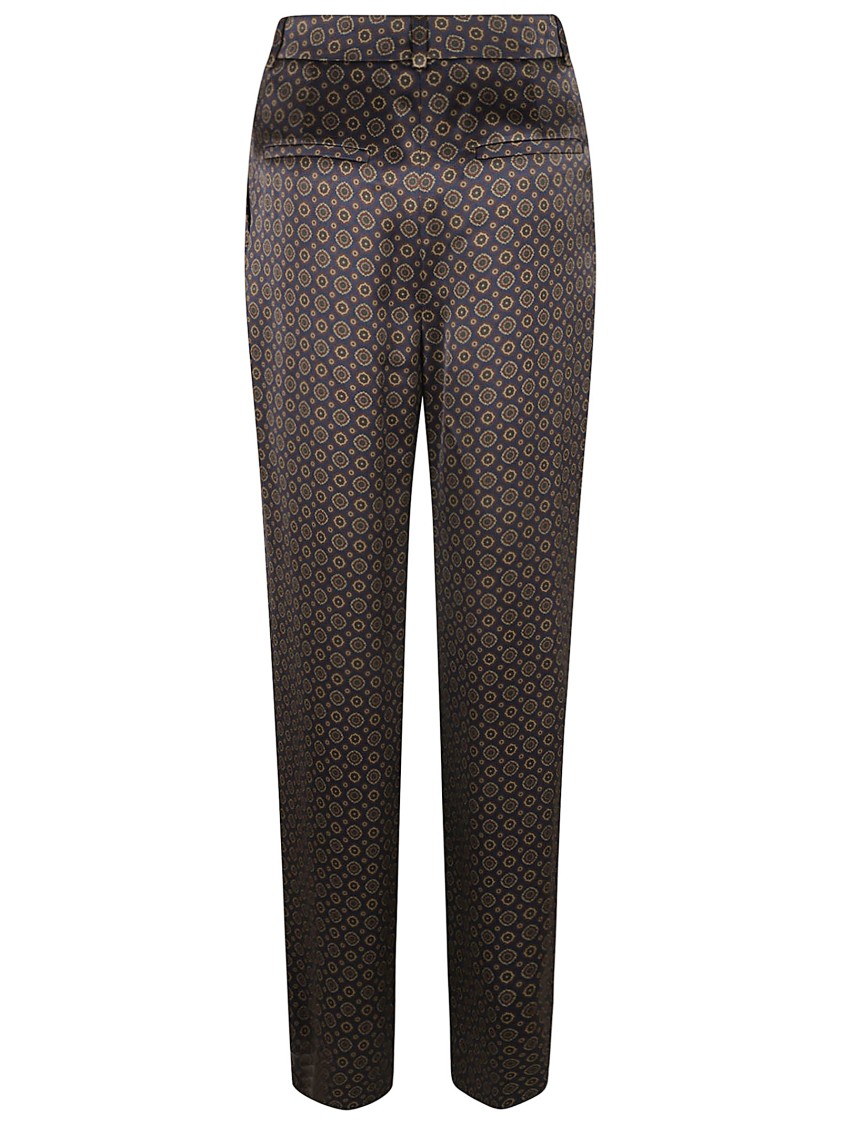 Saint Laurent Geometric Pattern Trousers With Relaxed Fit Bruin