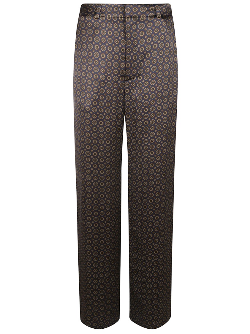 Saint Laurent Geometric Pattern Trousers With Relaxed Fit Bruin