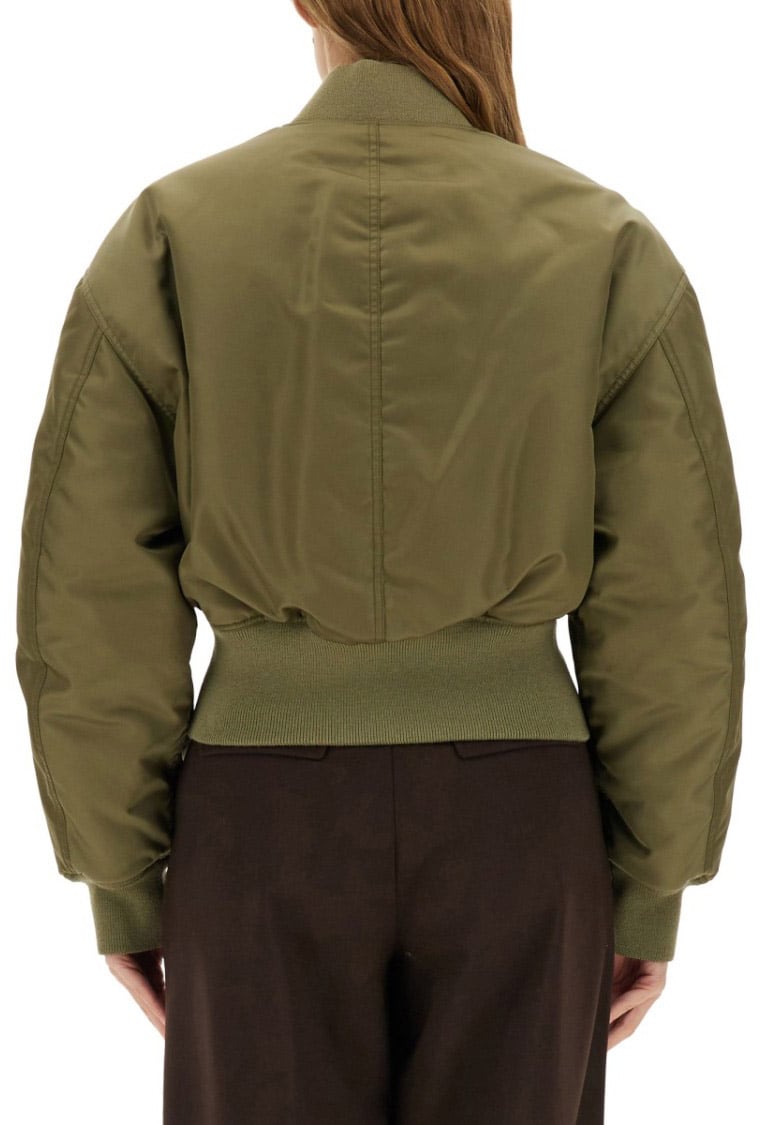 Saint Laurent Cropped Voluminous Nylon Bomber Jacket Bruin