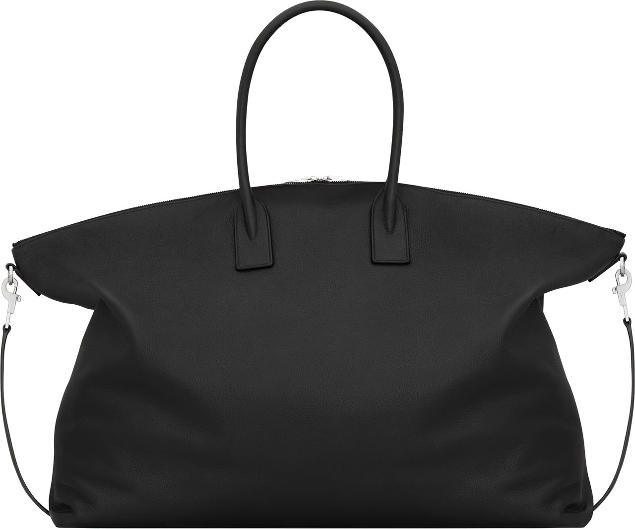 Saint Laurent Black Bowling Rectangular Leather Duffle Zwart