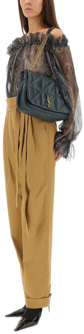 Saint Laurent Lurex Silk Creponne Top Grijs