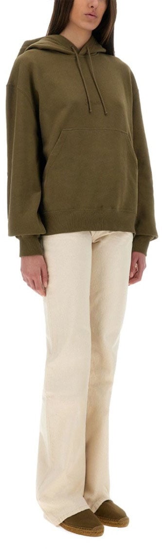 Saint Laurent Hooded Sweatshirt With Logo Detailing Grijs