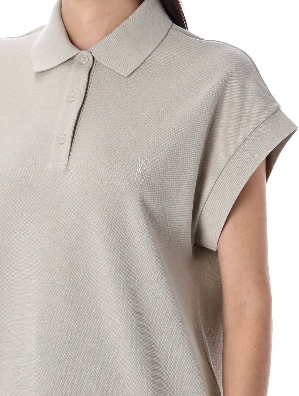 Saint Laurent Cassandre piqué polo shirt Grijs