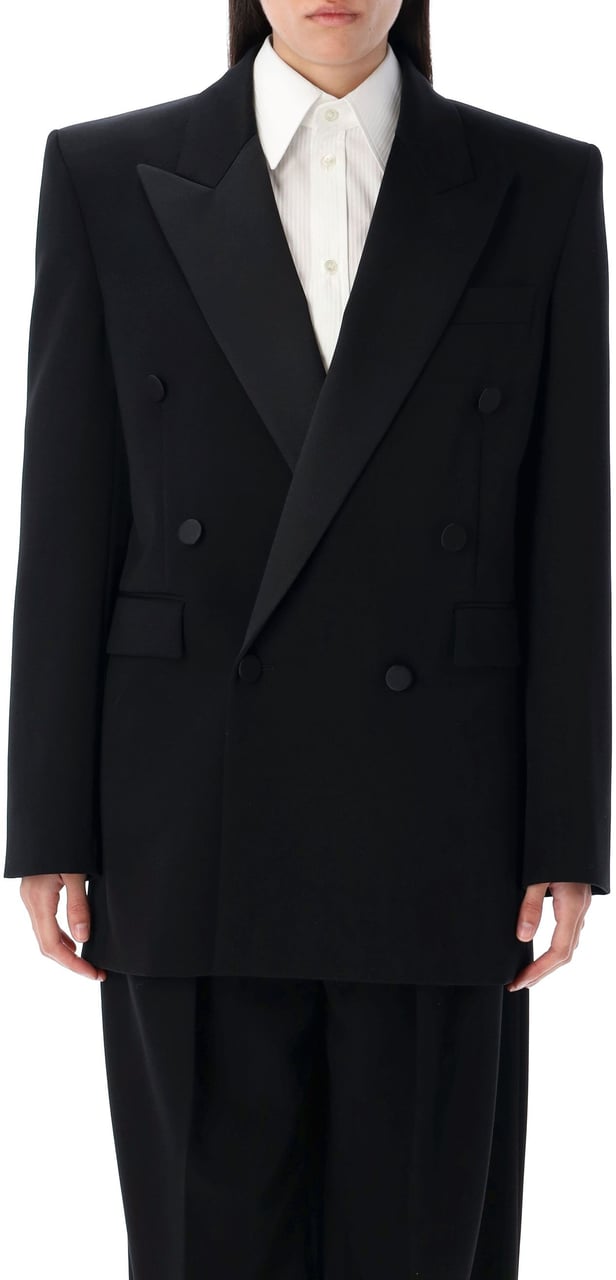 Saint Laurent Grain de Poudre Tuxedo jacket Zwart
