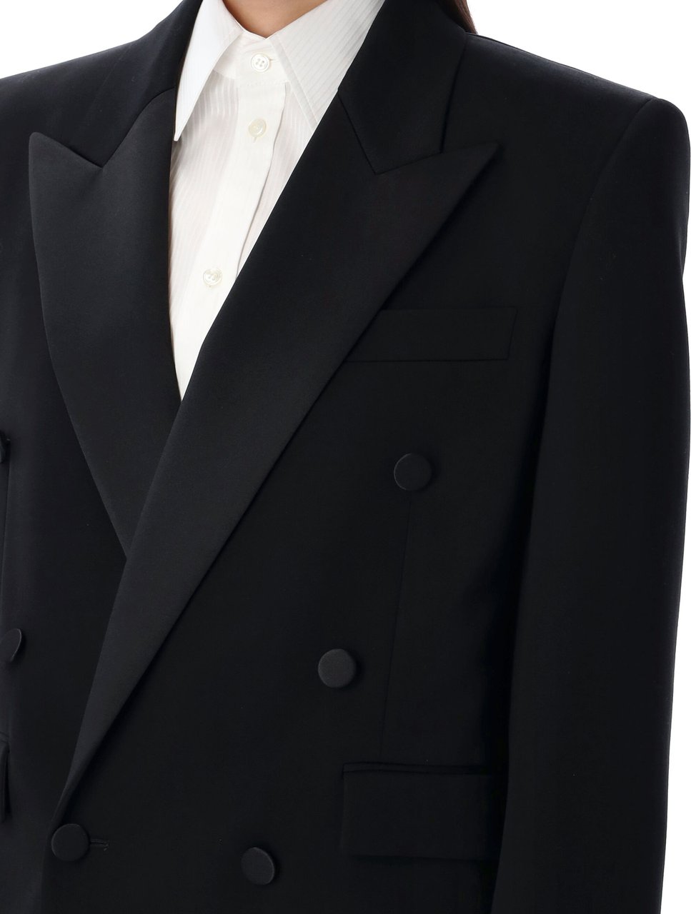 Saint Laurent Grain de Poudre Tuxedo jacket Zwart