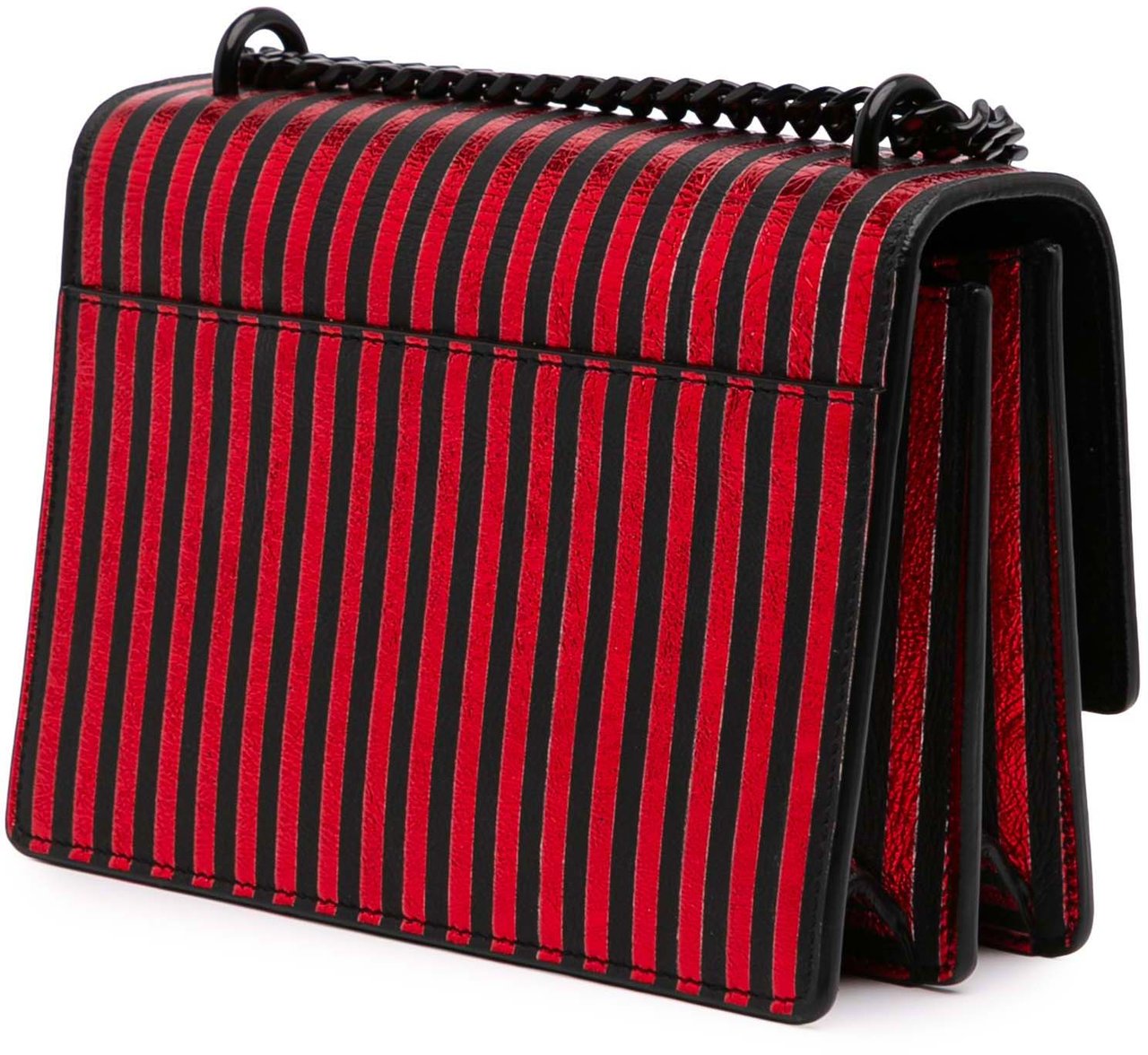 Saint Laurent Small Metallic Striped Canvas Monogram Sunset Crossbody Rood