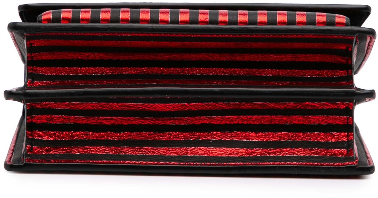 Saint Laurent Small Metallic Striped Canvas Monogram Sunset Crossbody Rood