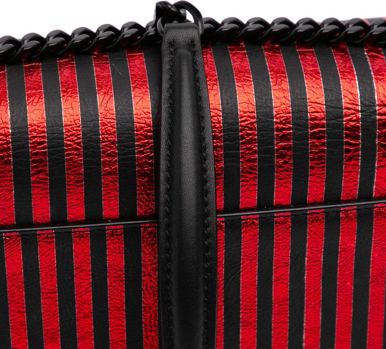 Saint Laurent Small Metallic Striped Canvas Monogram Sunset Crossbody Rood
