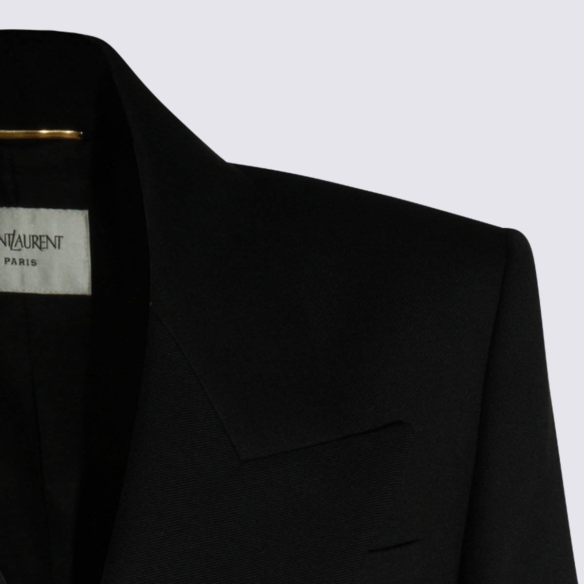 Saint Laurent Double-Breasted Tailored Blazer with Sharp Lapels Zwart
