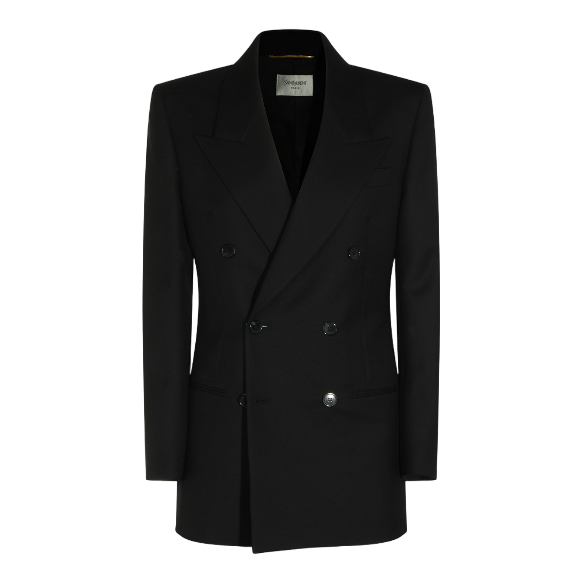 Saint Laurent Double-Breasted Tailored Blazer with Sharp Lapels Zwart