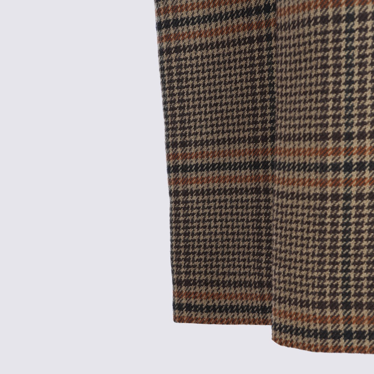 Saint Laurent Plaid Midi Skirt With Front Pleats And Fitted Waistband Grijs