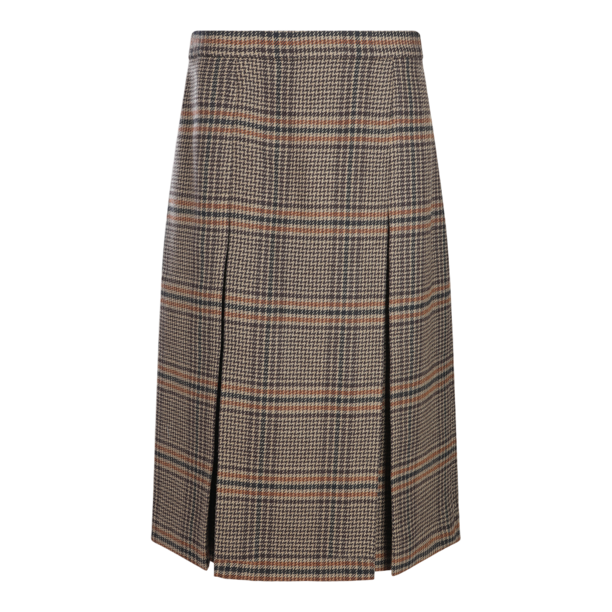 Saint Laurent Plaid Midi Skirt With Front Pleats And Fitted Waistband Grijs