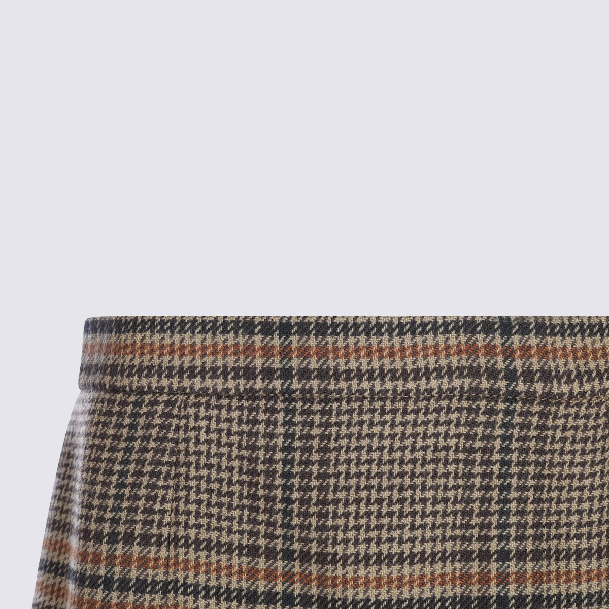 Saint Laurent Plaid Midi Skirt With Front Pleats And Fitted Waistband Grijs