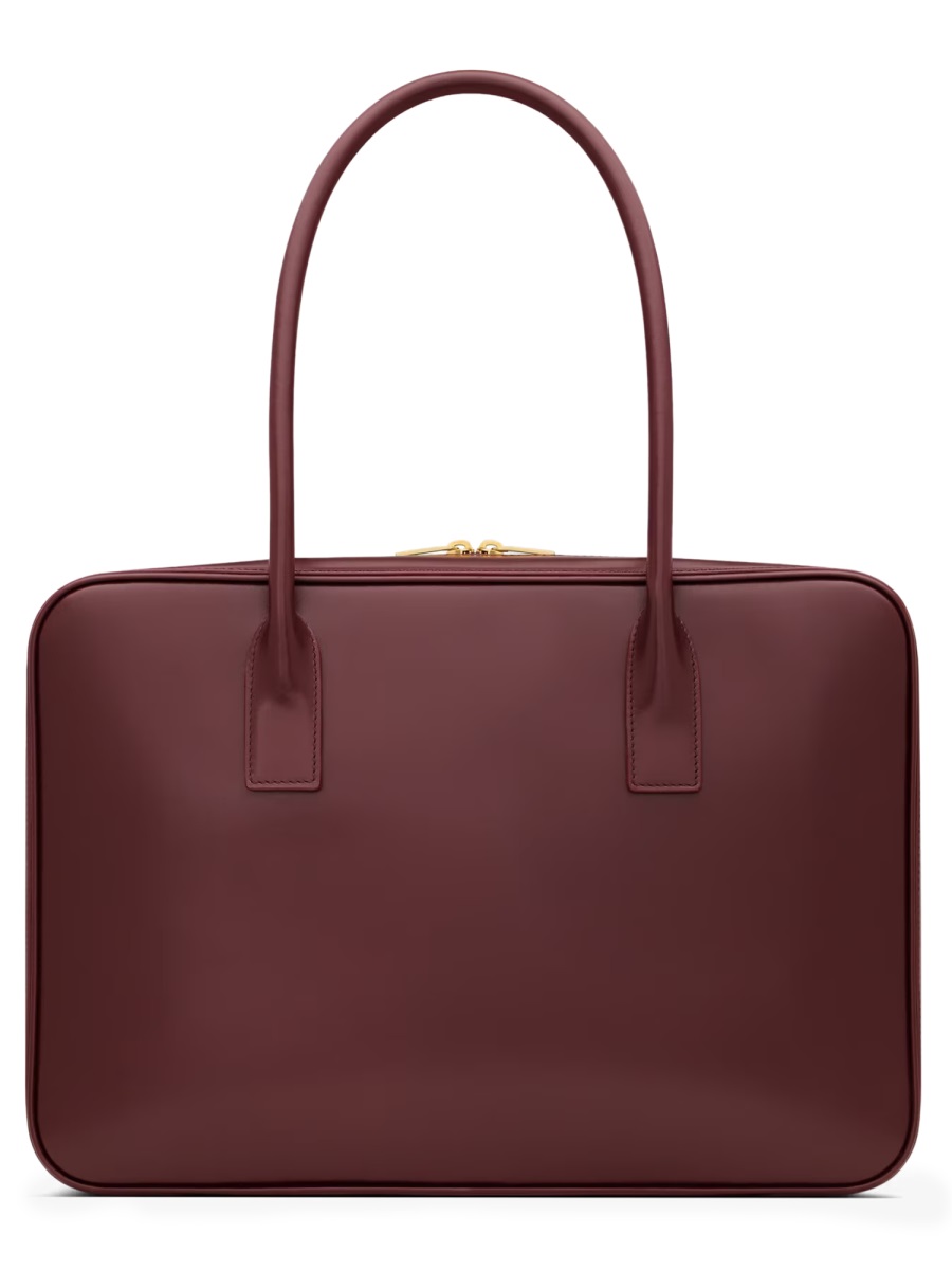 Saint Laurent Burgundy Sac De Jour Lamb Leather Tote Bag Zwart