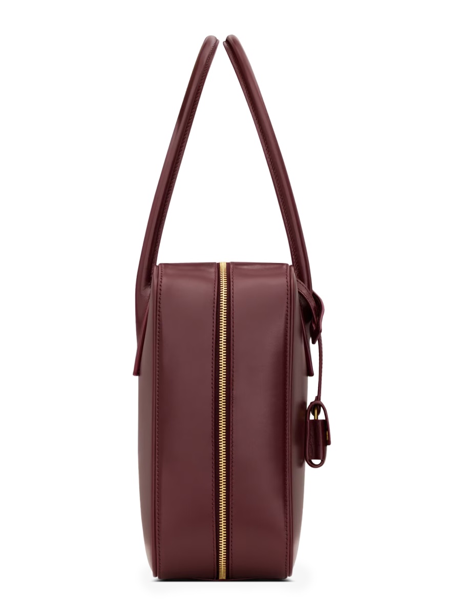 Saint Laurent Burgundy Sac De Jour Lamb Leather Tote Bag Zwart