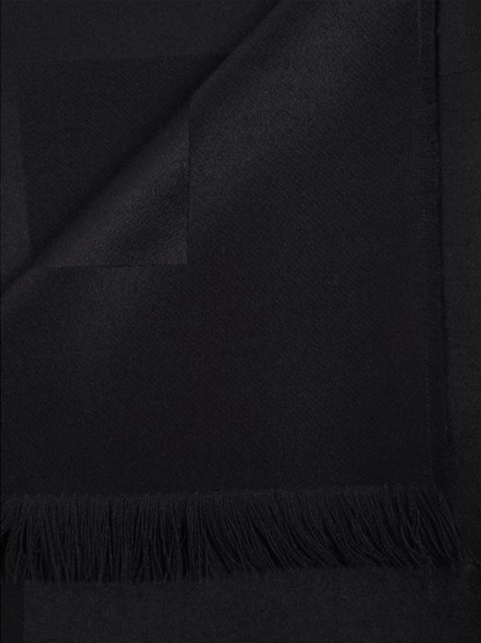 Saint Laurent Solid Black Fringed Lightweight Scarf Zwart