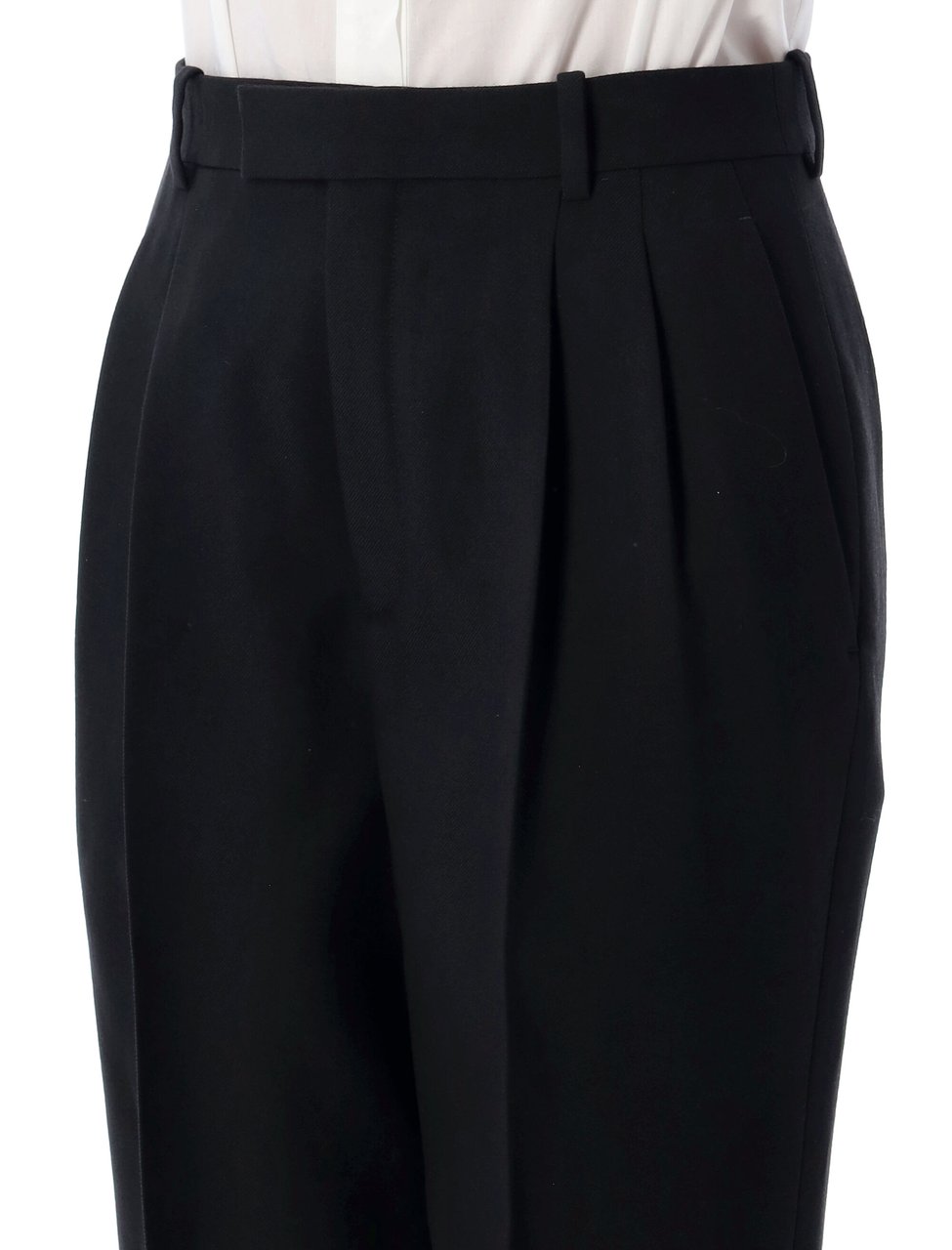 Saint Laurent Formal Tailored High Waisted Black Pants Zwart