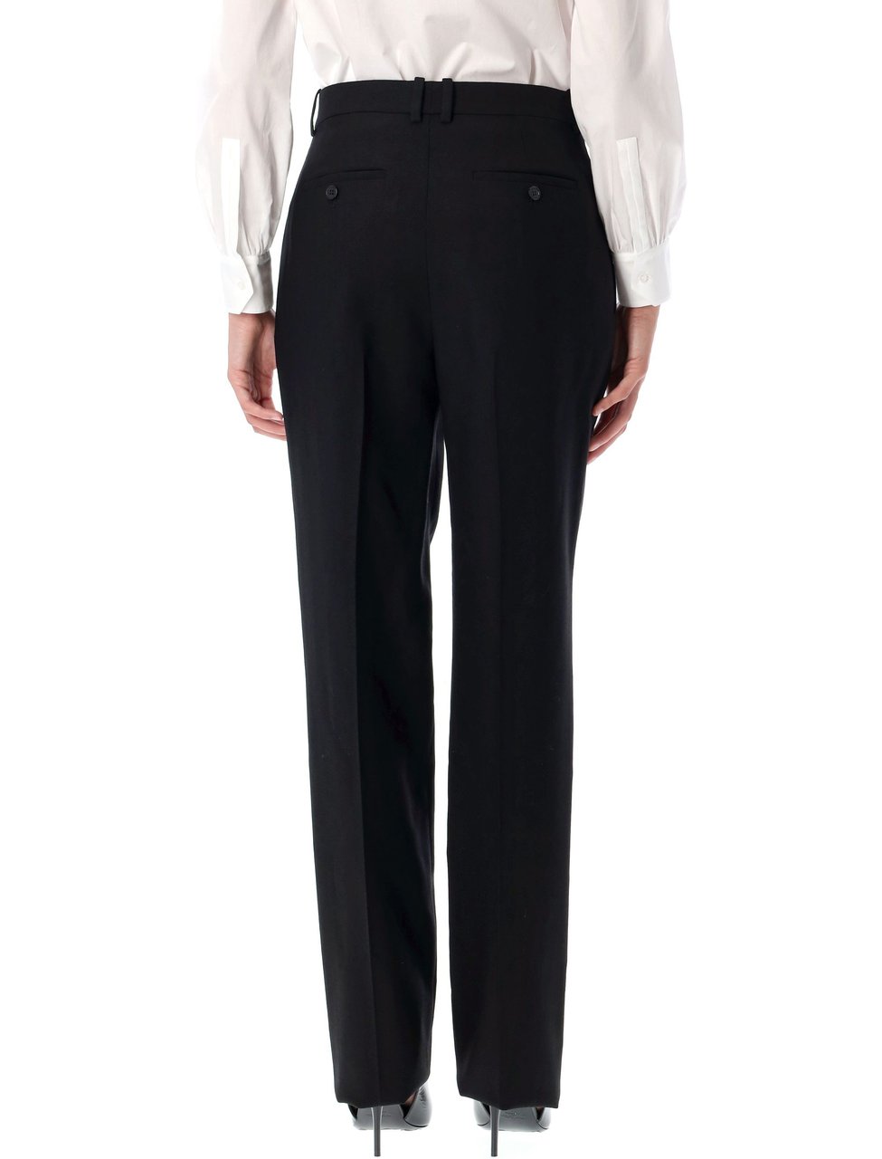 Saint Laurent Formal Tailored High Waisted Black Pants Zwart