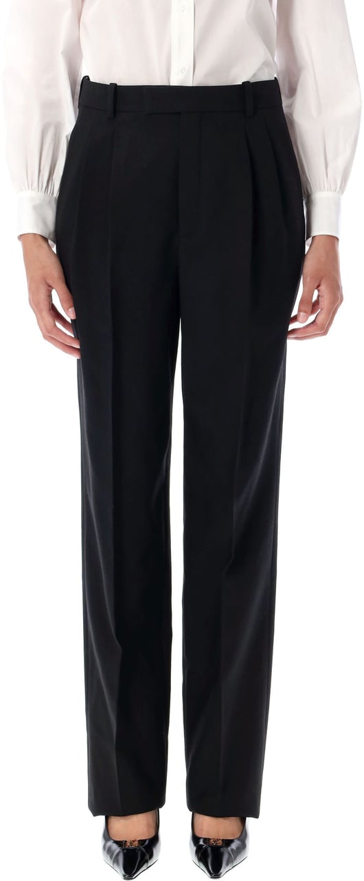 Saint Laurent High waisted wool pants Zwart