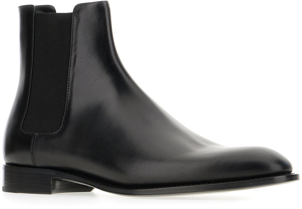 Saint Laurent Saint Laurent Black leather ankle boots Zwart