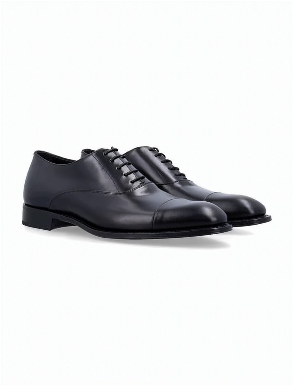 Saint Laurent Adrien Cap Toe Leather Oxford Shoes Zwart