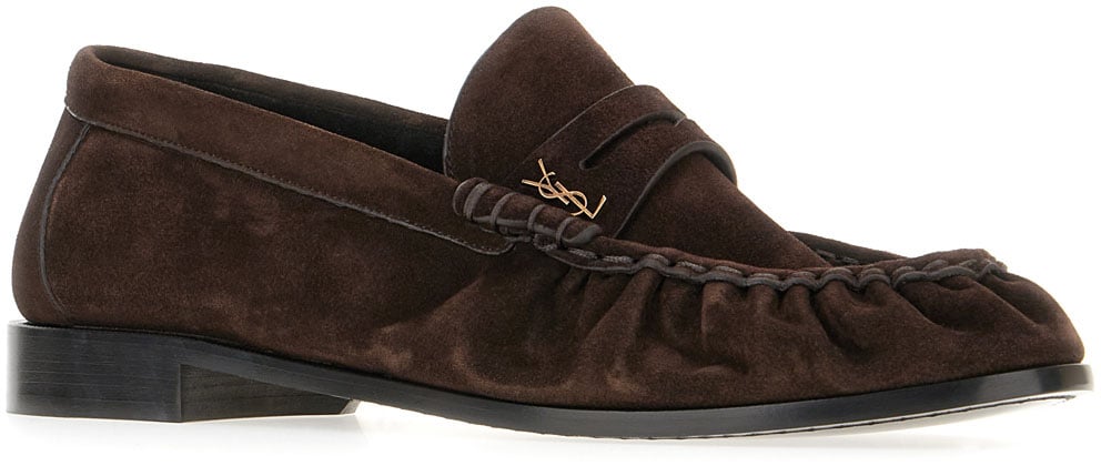 Saint Laurent Dark brown suede loafers Bruin