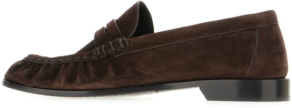 Saint Laurent Dark brown suede loafers Bruin