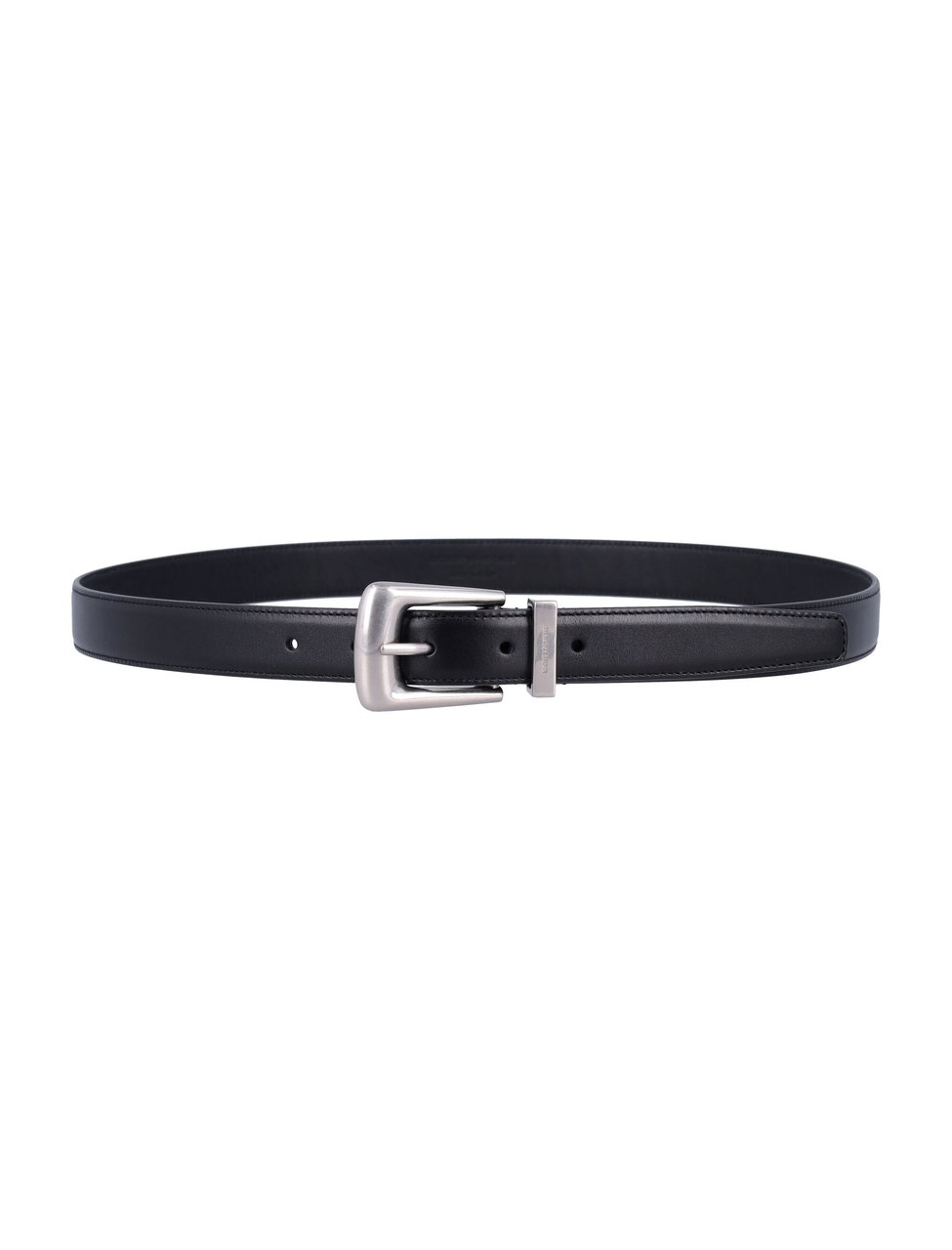 Saint Laurent Boucle Folk Black Leather Belt Zwart