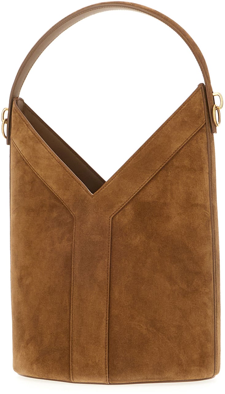 Saint Laurent Brown suede Y Long bucket bag Bruin