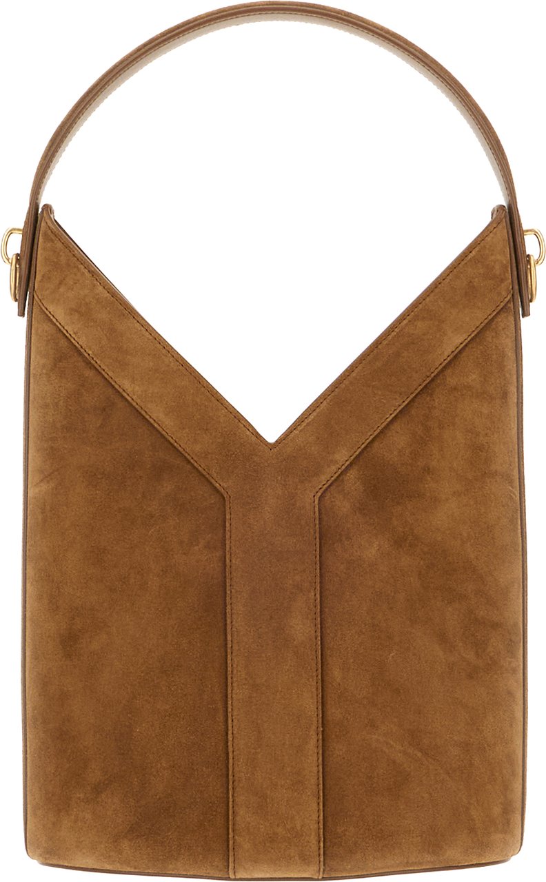 Saint Laurent Brown suede Y Long bucket bag Bruin