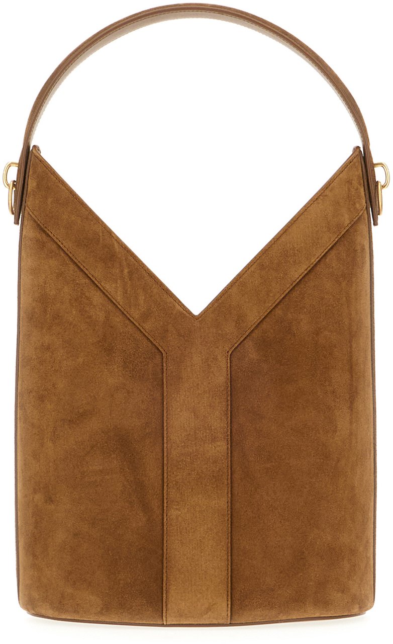Saint Laurent Saint Laurent Brown suede Y Long bucket bag Bruin
