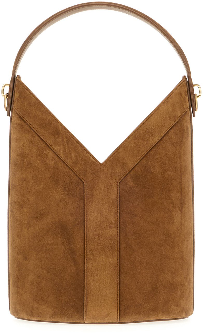 Saint Laurent Brown suede Y Long bucket bag Bruin
