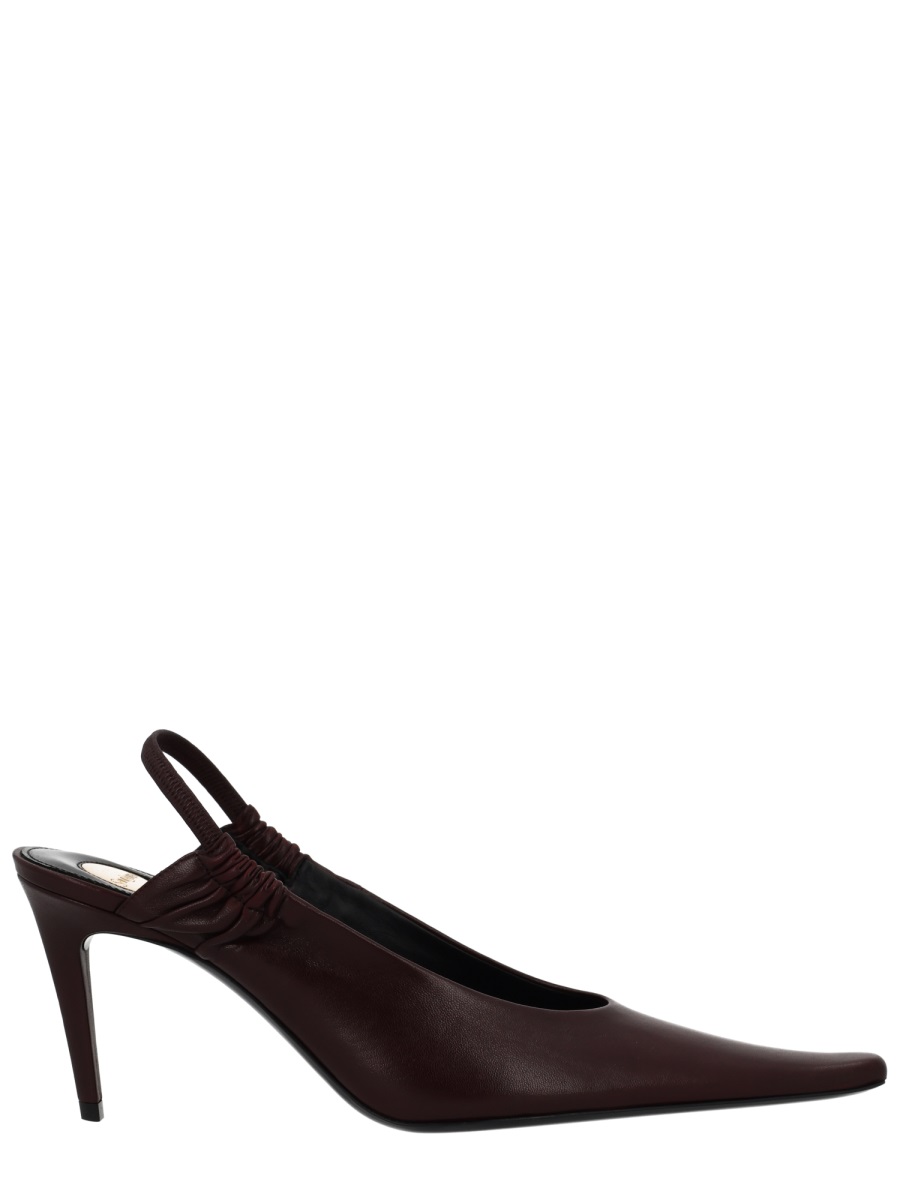 Saint Laurent Burgundy Anne-Marie Lamb Leather Slingback Pumps Zwart