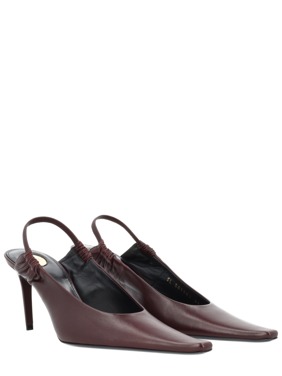 Saint Laurent Burgundy Anne-Marie Lamb Leather Slingback Pumps Zwart