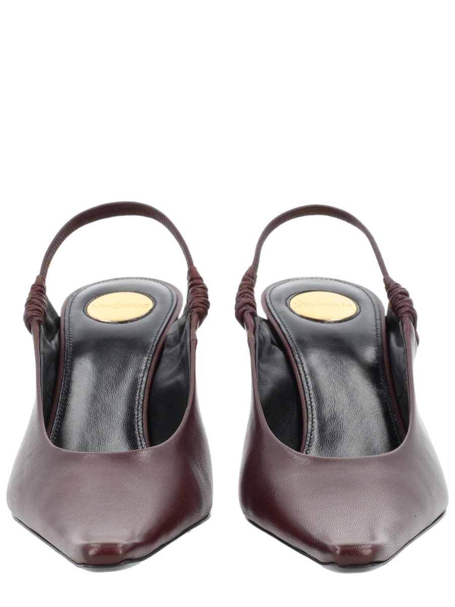 Saint Laurent Burgundy Anne-Marie Lamb Leather Slingback Pumps Zwart