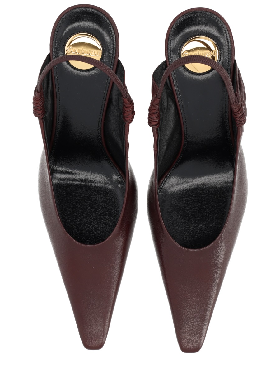 Saint Laurent Burgundy Anne-Marie Lamb Leather Slingback Pumps Zwart