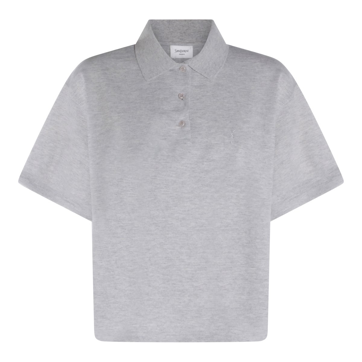 Saint Laurent Grey Cotton Polo Shirt Wit