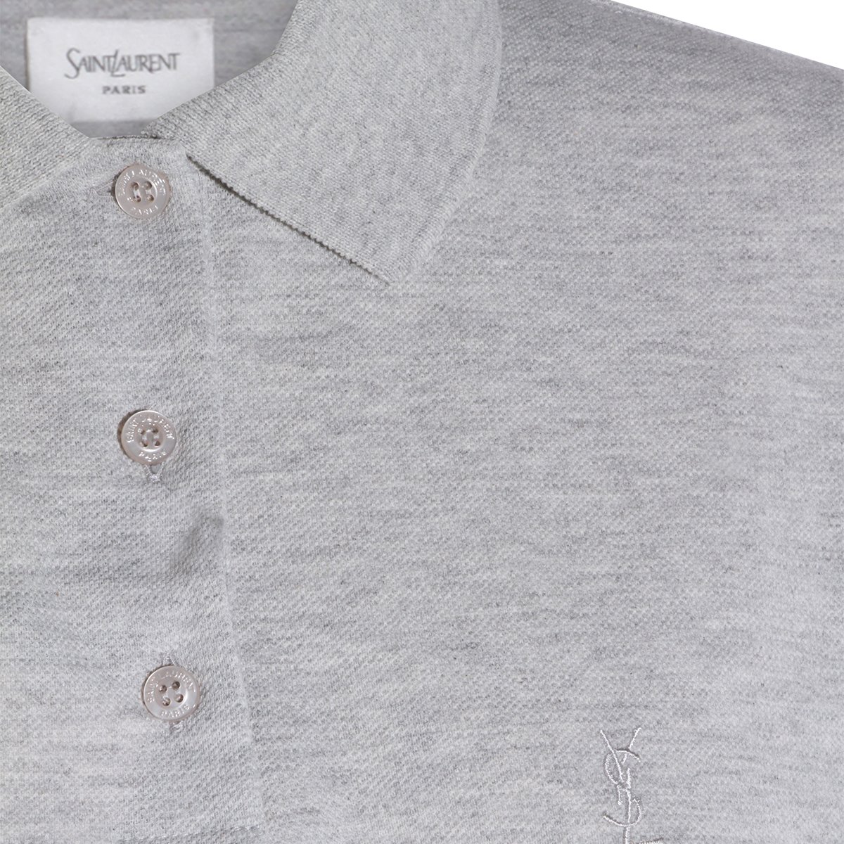 Saint Laurent Grey Cotton Polo Shirt Wit