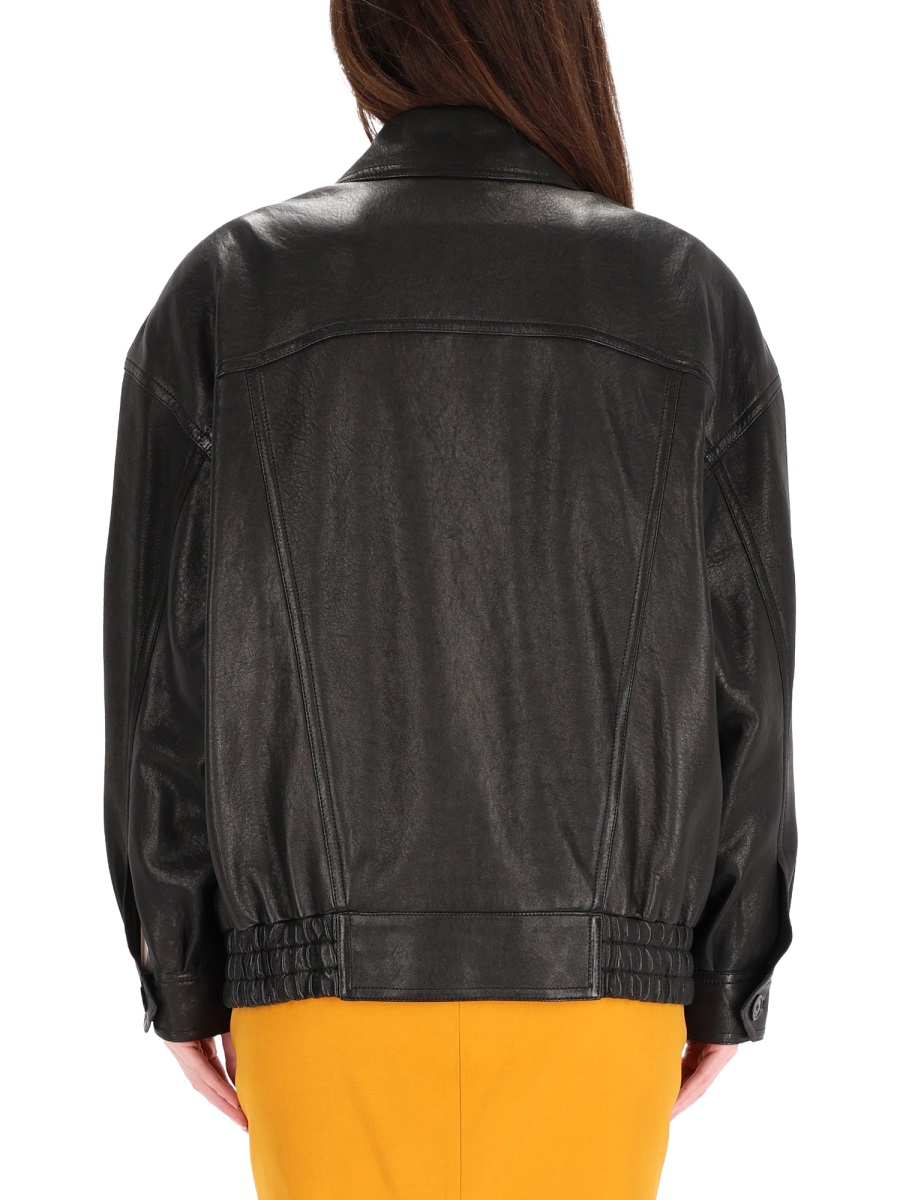 Saint Laurent Black Balloon Lamb Leather Bomber Jacket Zwart