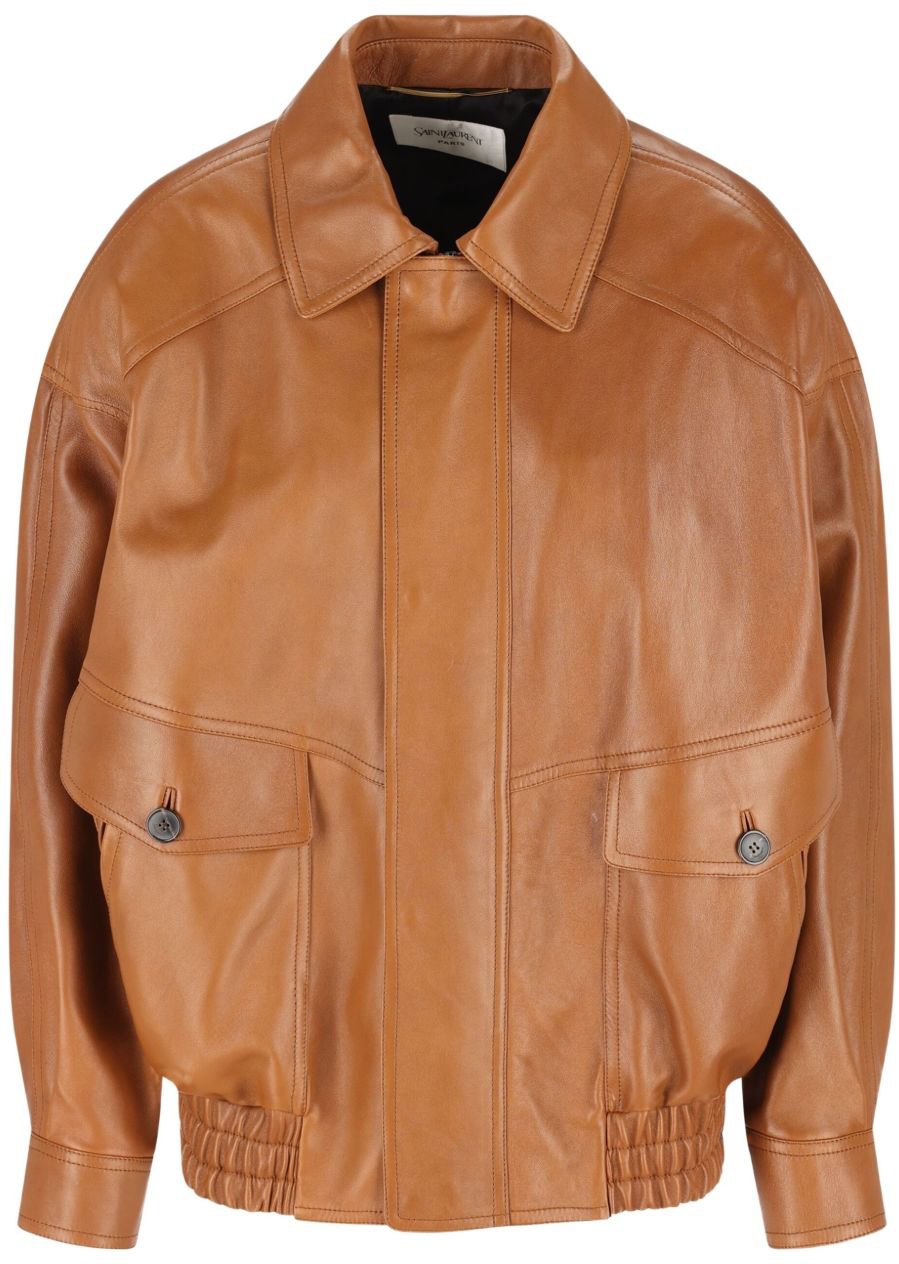 Saint Laurent Jackets Leather Brown Bruin