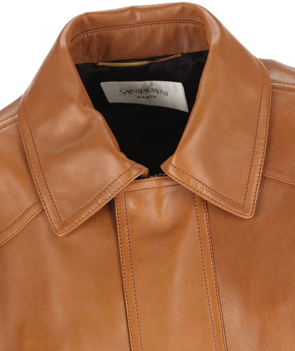 Saint Laurent Jackets Leather Brown Bruin