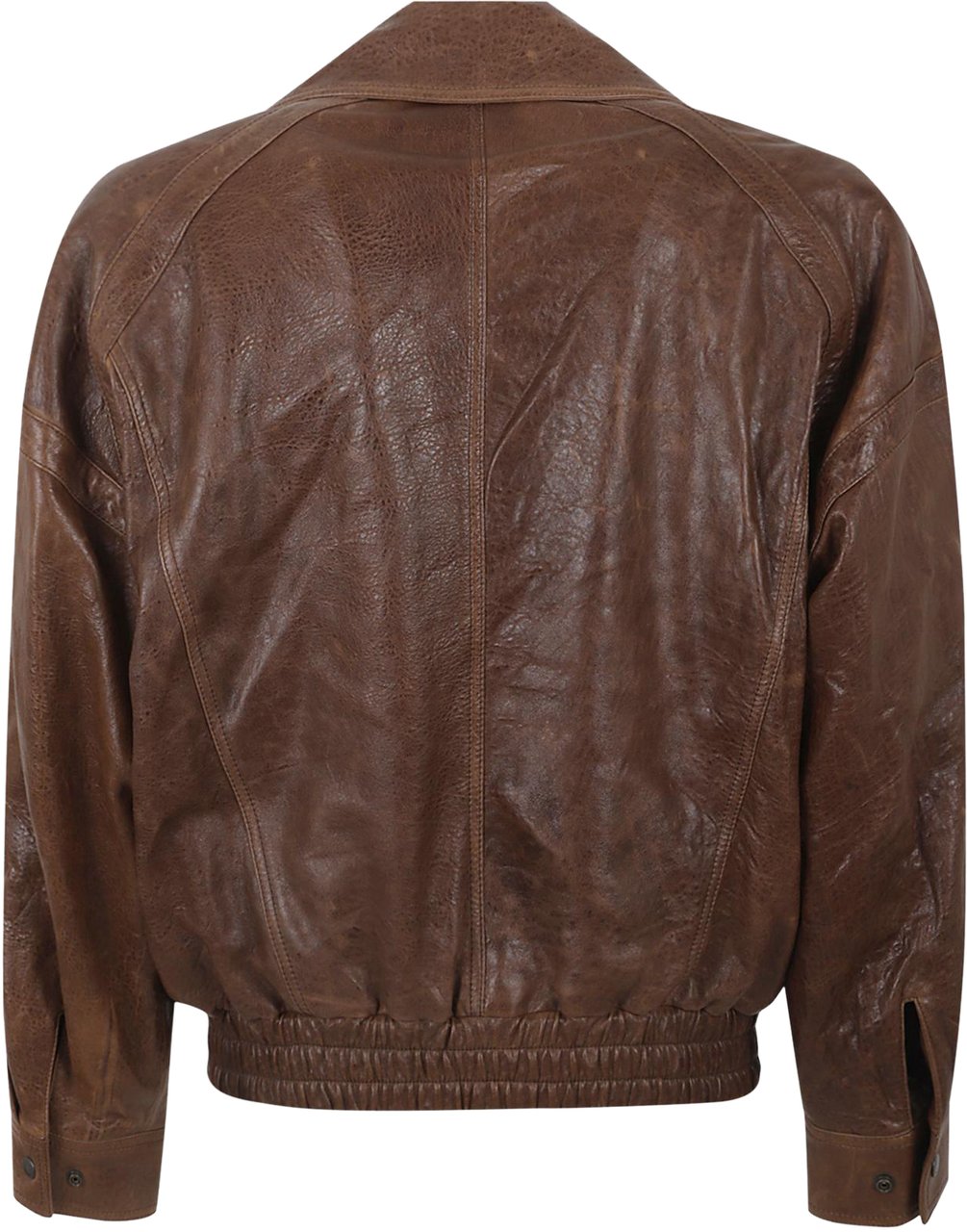 Saint Laurent Double-breasted Bomber Leather Jacket Bruin