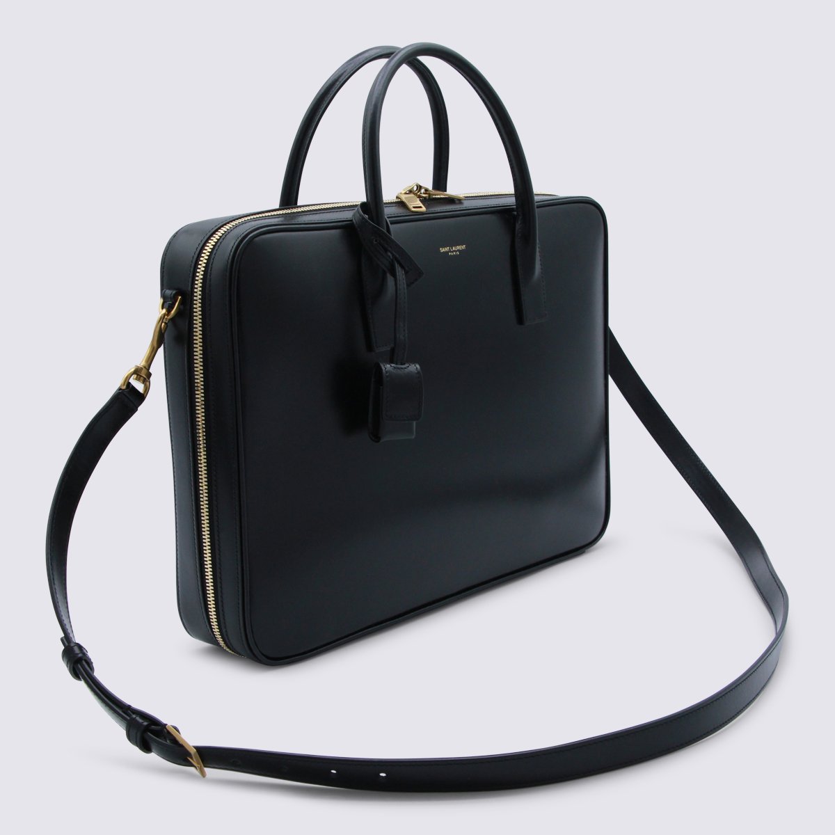 Saint Laurent Rectangular Black Bag With Smooth Finish And Gold-Tone Hardware Zwart