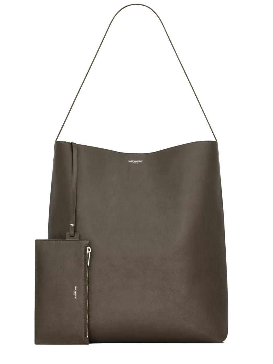 Saint Laurent Hobo Bold Smooth Leather Bag Grijs