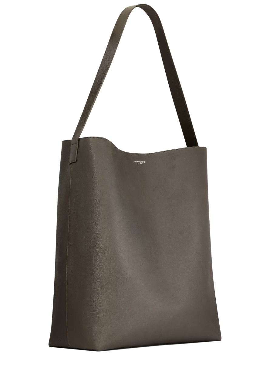 Saint Laurent Hobo Bold Smooth Leather Bag Grijs